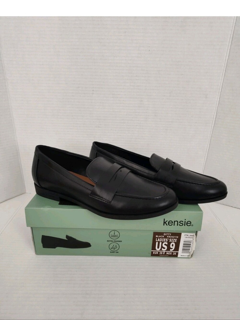 Kensie Gitty Penny  Loafers Black Slip-On Shoes Faux Leather Women’s Size 9 NEW